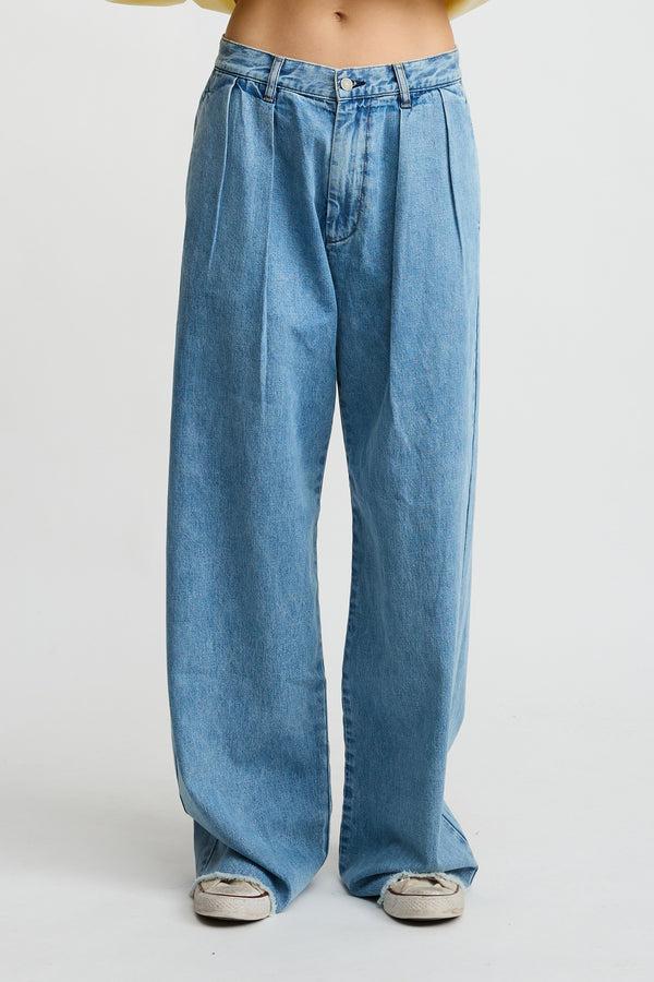 Denimist Blair Double Pleated Pant Stone Wash Blue