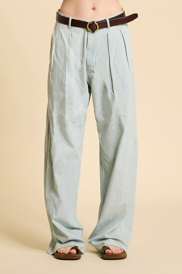 Denimist Blair Double Pleated Pant Sun Faded Blue