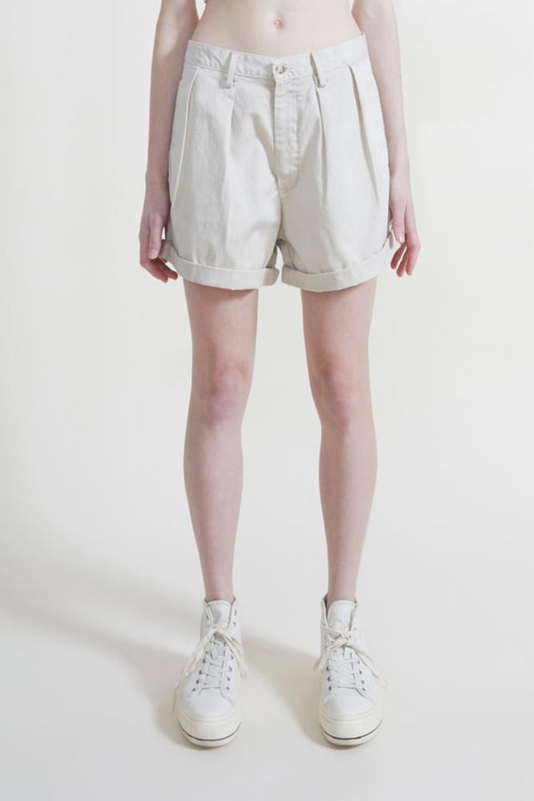 Denimist Blair Double Pleated Short W/ Cuff Ivory