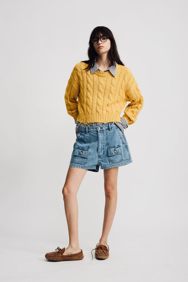 Denimist Boxy Cable Sweater Yellow