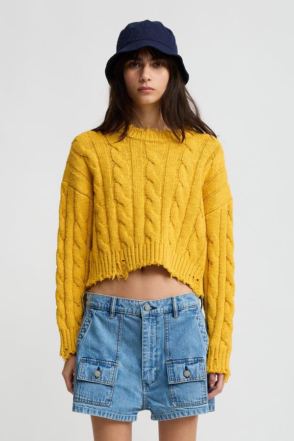 Denimist Boxy Cable Sweater Yellow