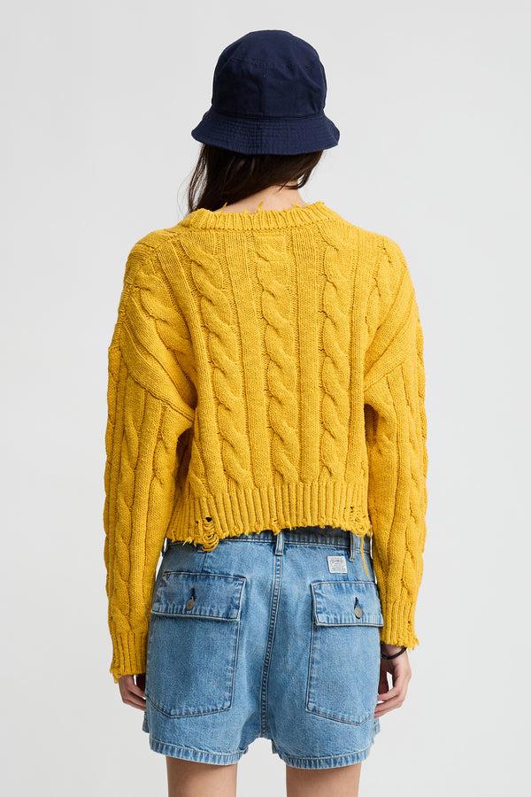 Denimist Boxy Cable Sweater Yellow