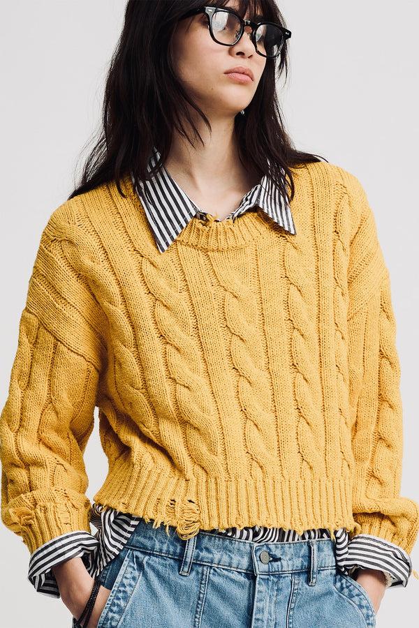 denimist Boxy Cable Sweater Yellow