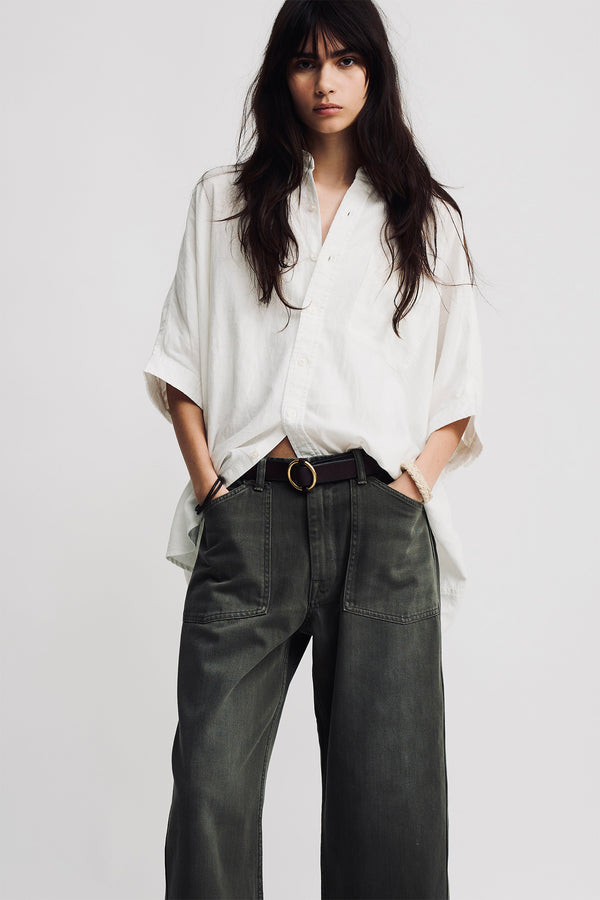 denimist Boxy Cuffed Shirt White