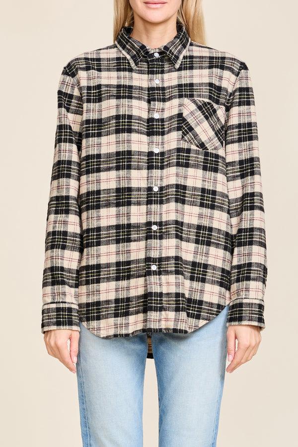 Denimist Boyfriend Shirt Beige/Black Plaid