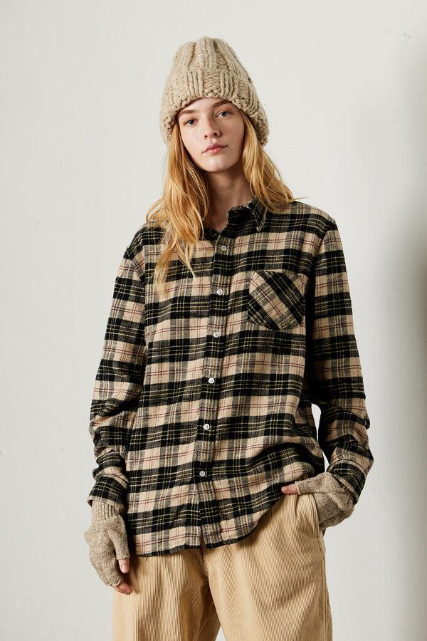 denimist Boyfriend Shirt Beige/Black Plaid