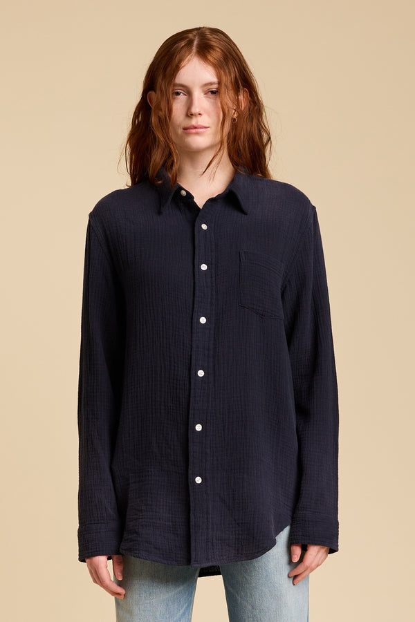 Denimist Boyfriend Shirt Navy Gauze