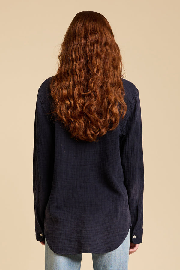 Denimist Boyfriend Shirt Navy Gauze