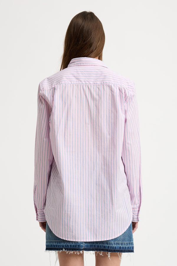 Denimist Boyfriend Shirt Pink With Blue Stripe