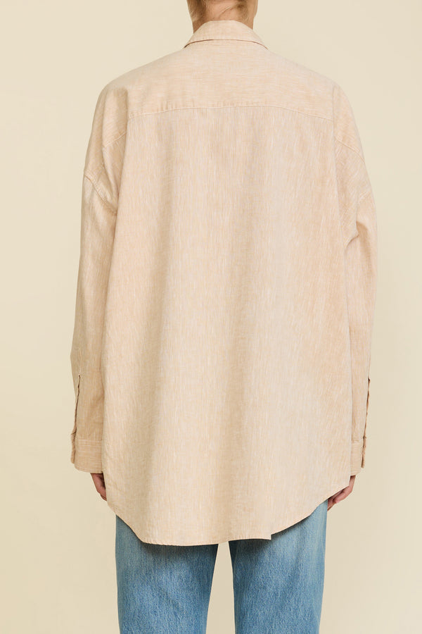 Denimist Button Front Shirt Beige Cotton