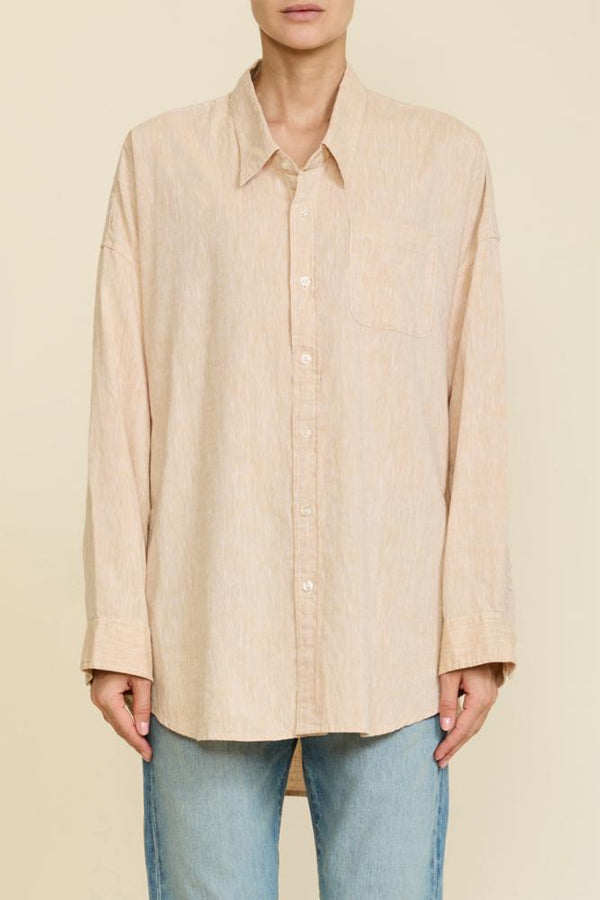 denimist Button Front Shirt Beige Cotton