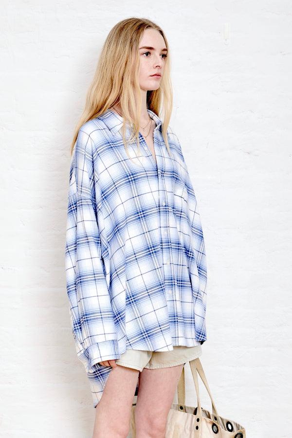 denimist Button Front Shirt Blue/White Plaid