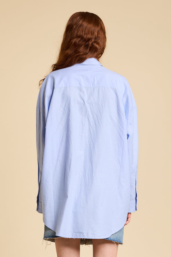 Denimist Button Front Shirt Light Blue Oxford