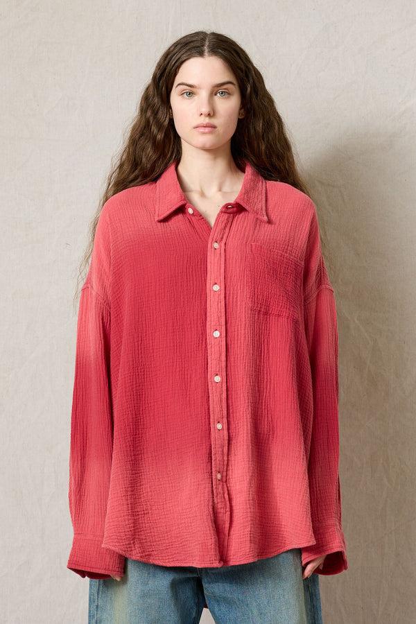 Denimist Button Front Shirt Washed Red