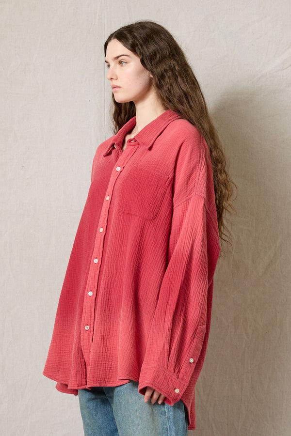 Denimist Button Front Shirt Washed Red