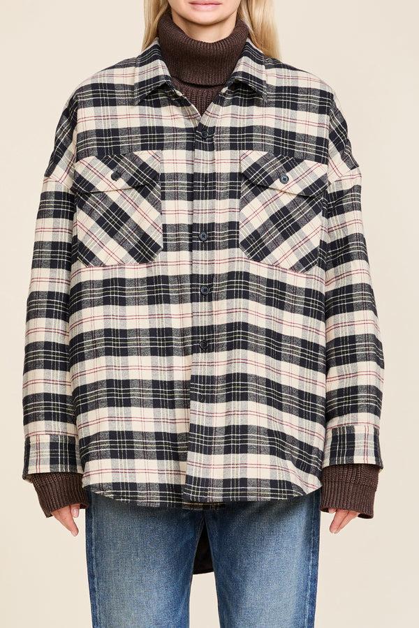 Denimist CPO Shirt Jacket Beige/Black Plaid