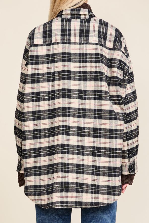 Denimist CPO Shirt Jacket Beige/Black Plaid