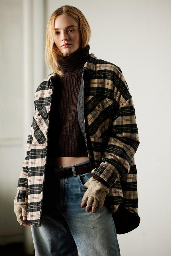 denimist CPO Shirt Jacket Beige/Black Plaid