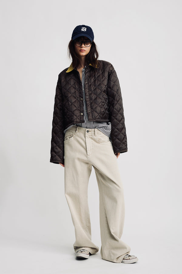 Denimist Cropped Quilted Jacket Brown