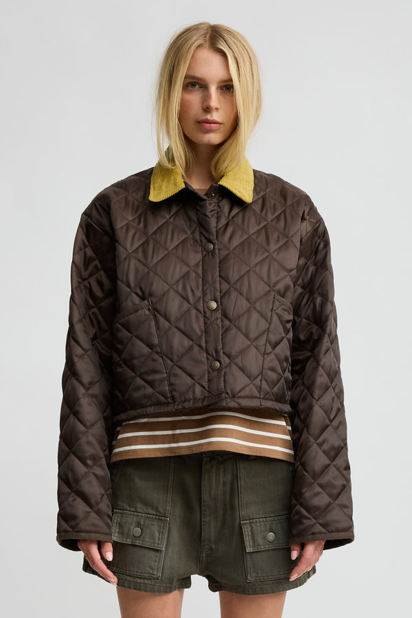 Denimist Cropped Quilted Jacket Brown