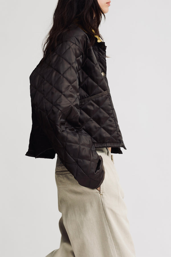 denimist Cropped Quilted Jacket Brown