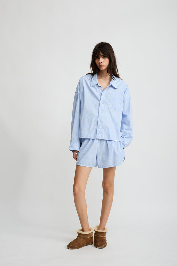 denimist Cropped Shirt Light Blue Stripe