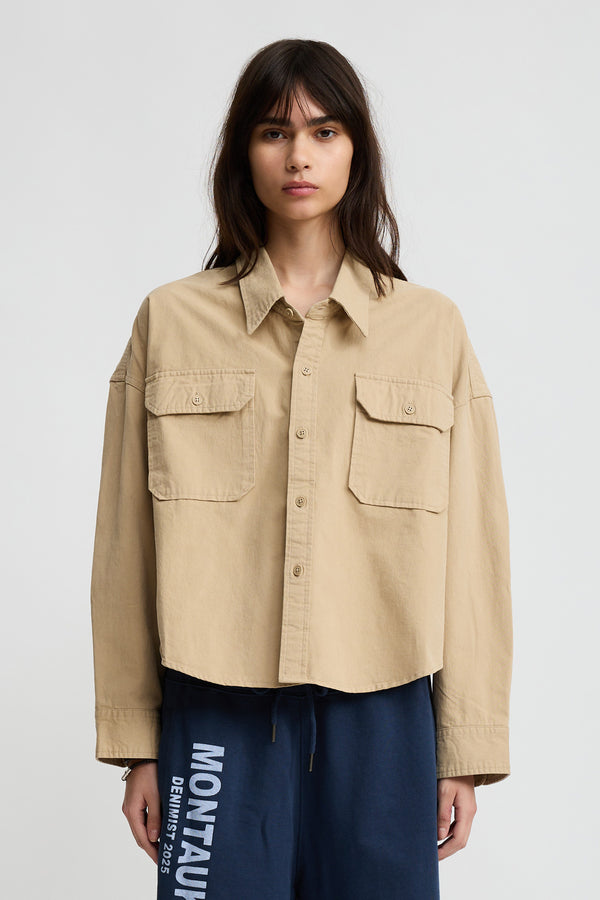 Denimist Cropped Utility Shirt Light Khaki
