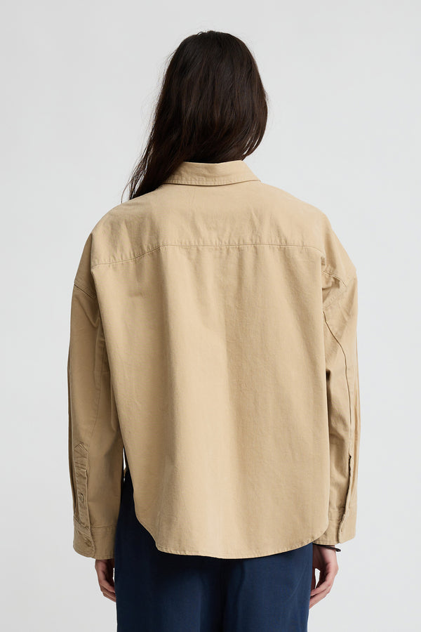 Denimist Cropped Utility Shirt Light Khaki