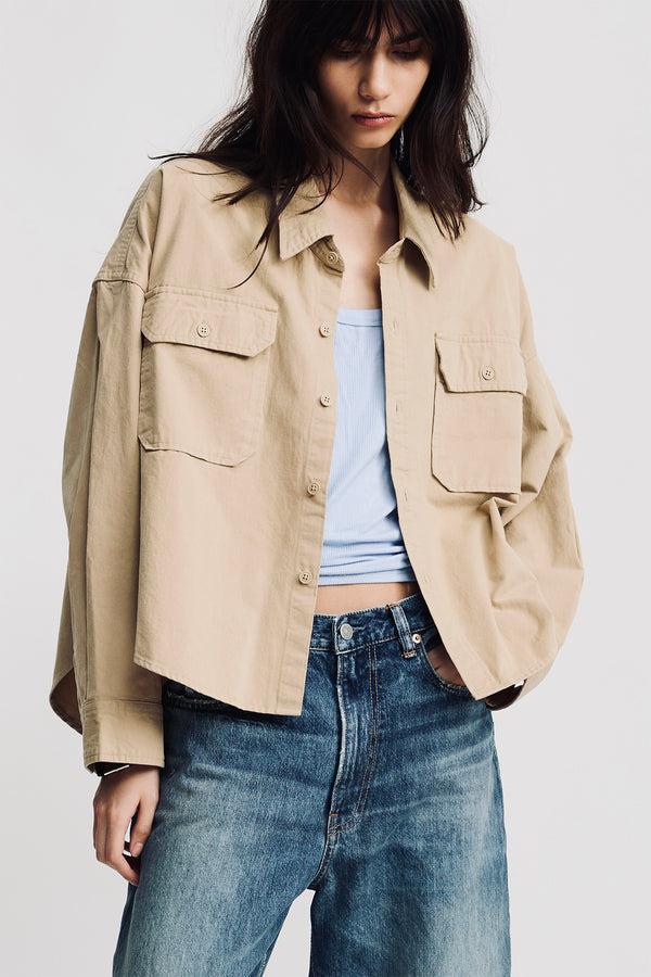 denimist Cropped Utility Shirt Light Khaki