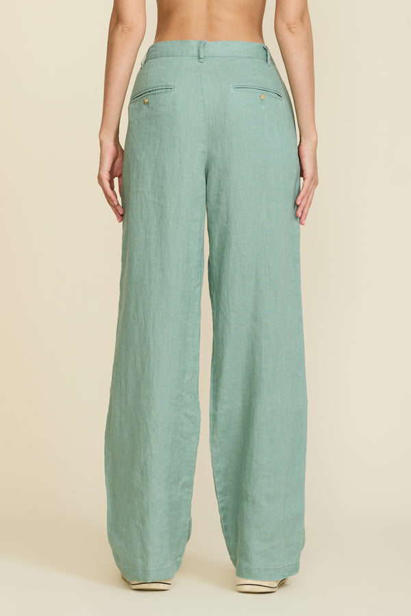 Denimist Double Pleat Wide Leg Chino Sage