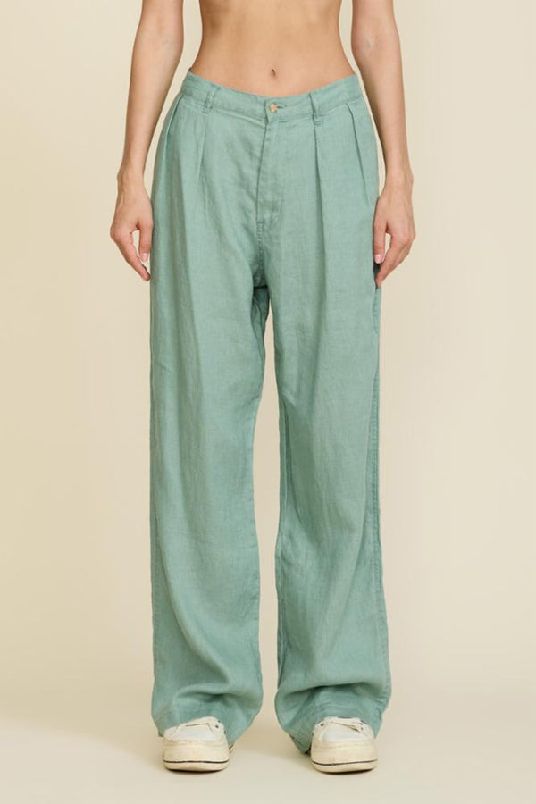 denimist Double Pleat Wide Leg Chino Sage