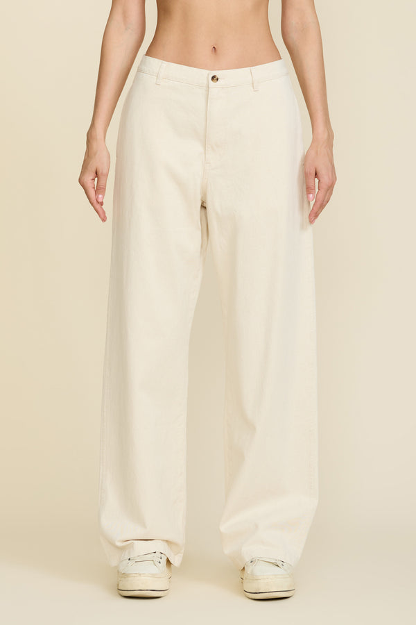 Denimist Flat Front Wide Leg Chino Natural
