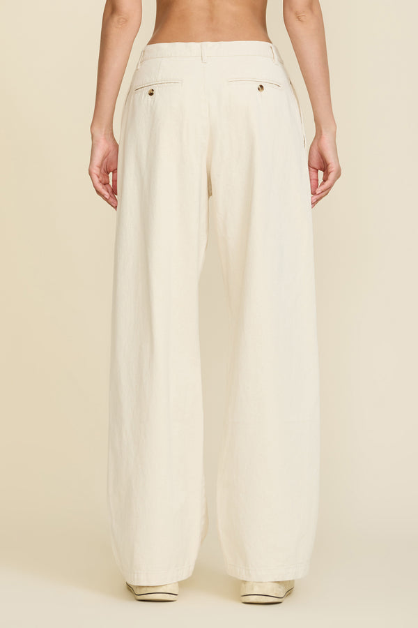 Denimist Flat Front Wide Leg Chino Natural
