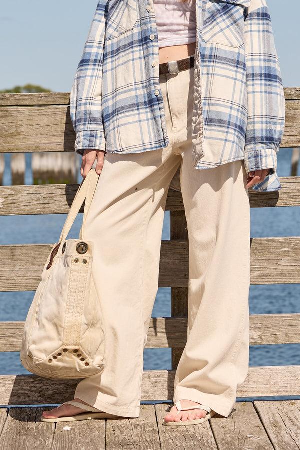 denimist Flat Front Wide Leg Chino Natural