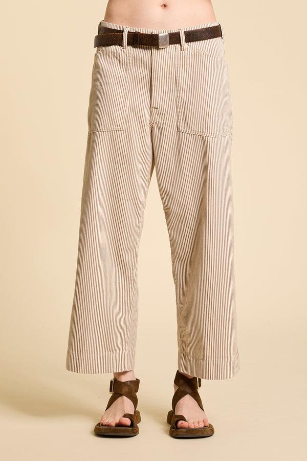 Denimist Georgia Work Pant Brown Railroad Stripe