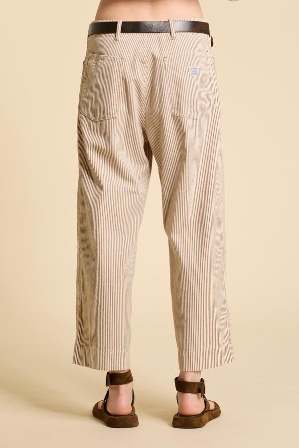 Denimist Georgia Work Pant Brown Railroad Stripe