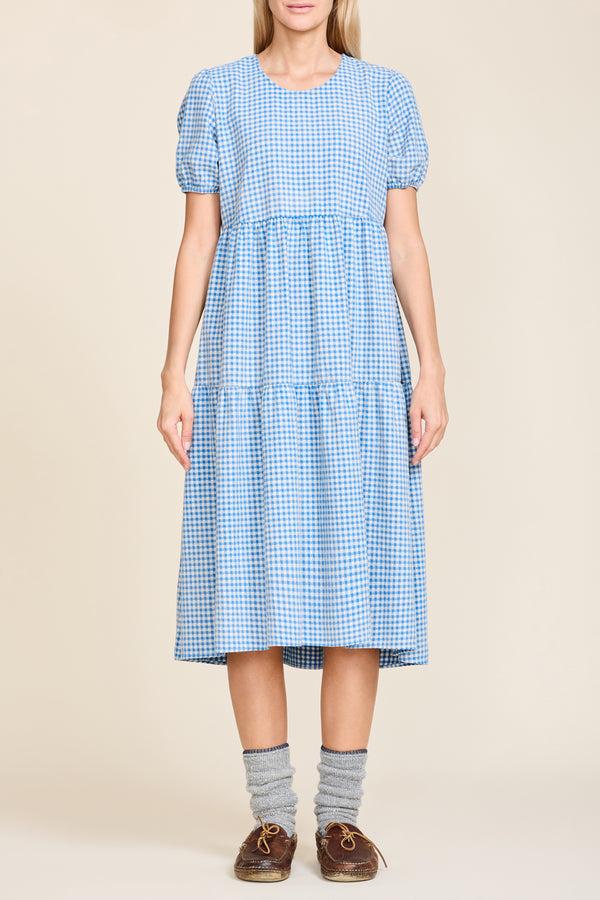 denimist Gingham Midi Dress Blue