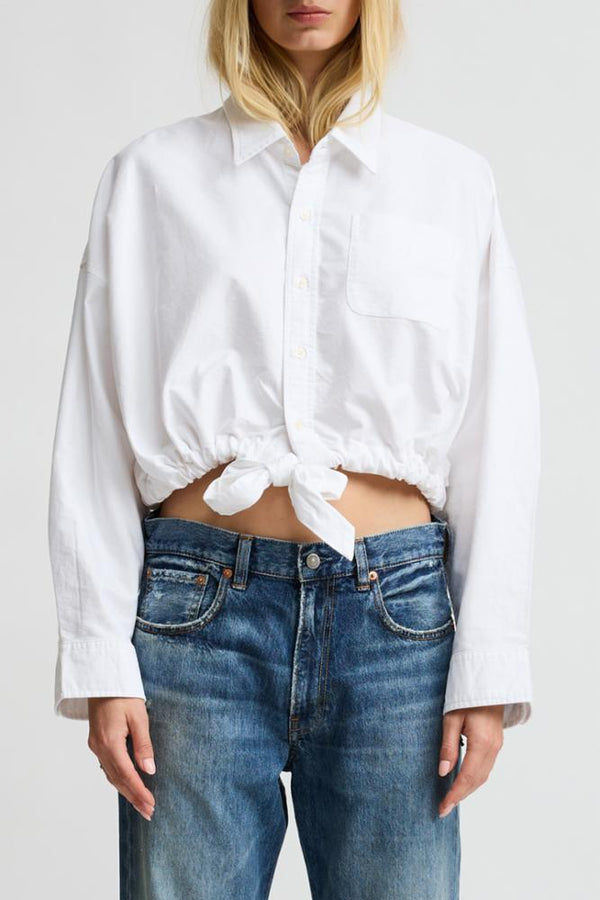 denimist Long Sleeved Front Tie Shirt White