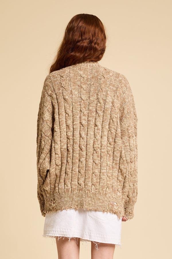 Denimist Oversized Cable Sweater Tan Marled