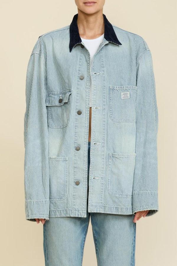 Denimist Oversized Chore Jacket Railroad Stripe