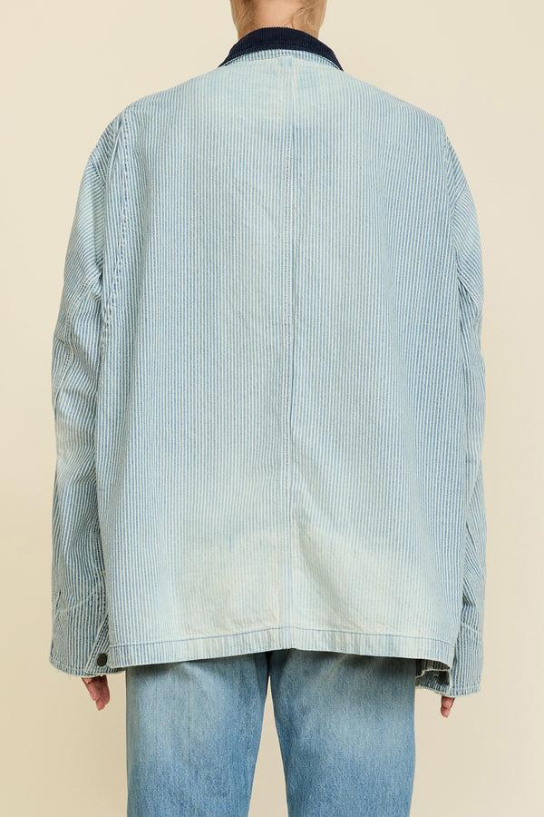 Denimist Oversized Chore Jacket Railroad Stripe