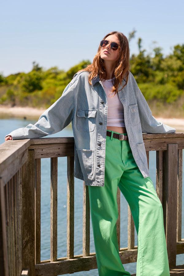 denimist Oversized Chore Jacket Railroad Stripe