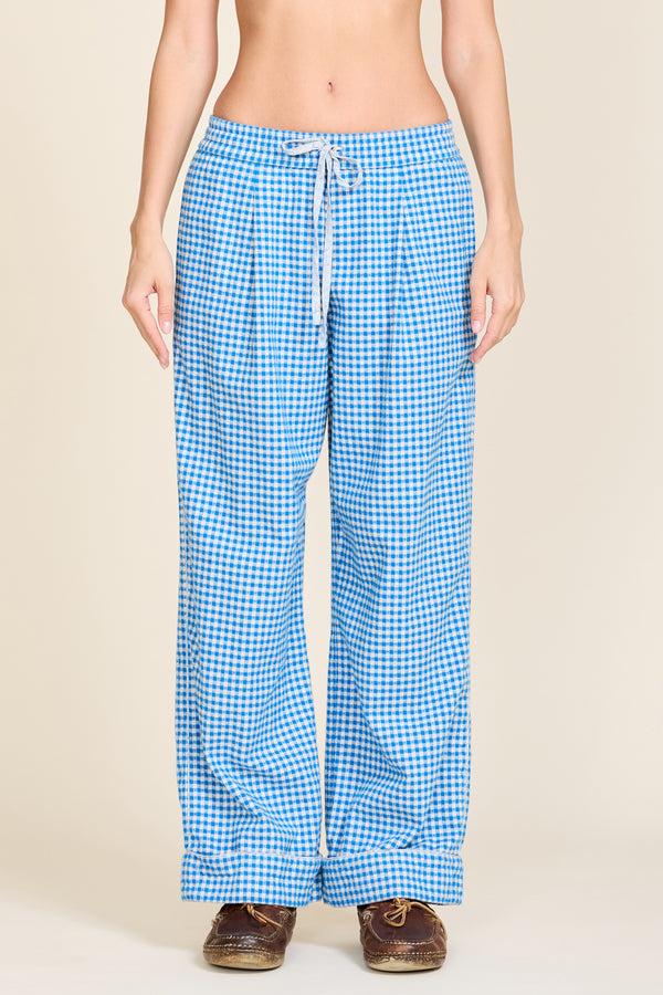 denimist PJ Pant Bright Blue Mini Gingham