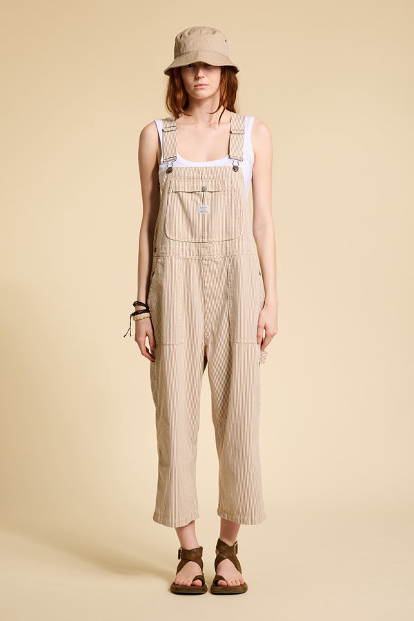 Denimist Relaxed Overall Brown Railroad Stripe