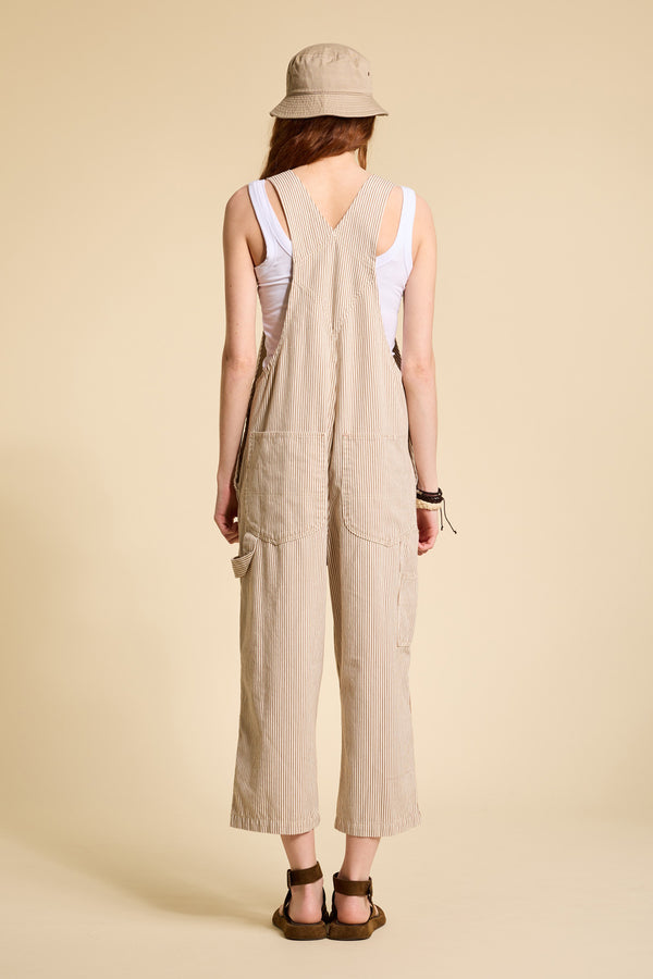 Denimist Relaxed Overall Brown Railroad Stripe