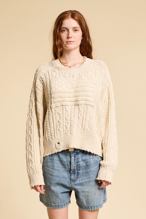 Denimist Shadow American Flag Sweater Ecru Slub