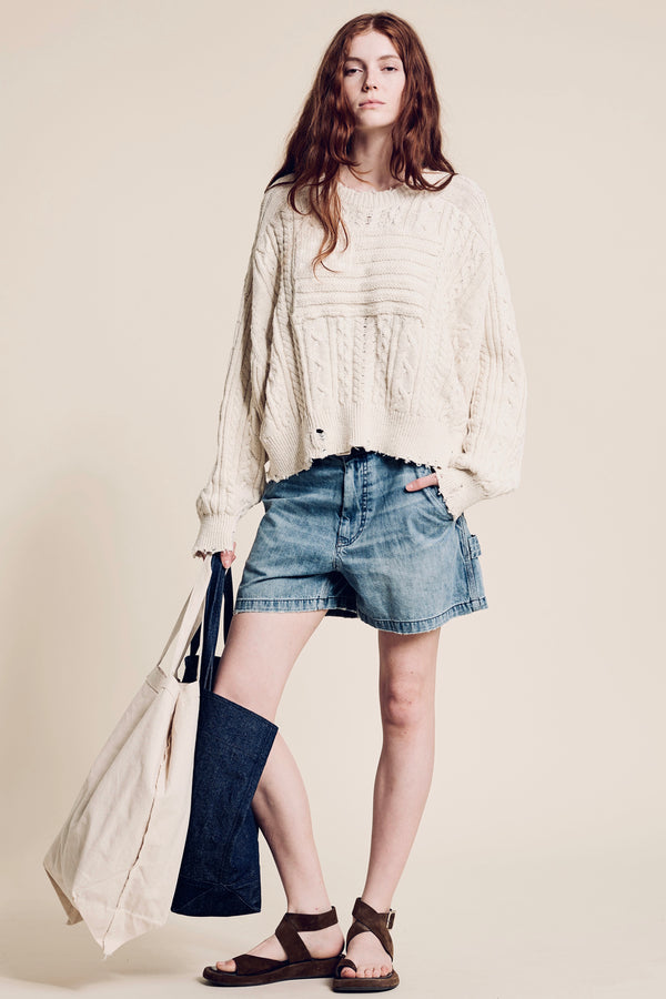 denimist Shadow American Flag Sweater Ecru Slub