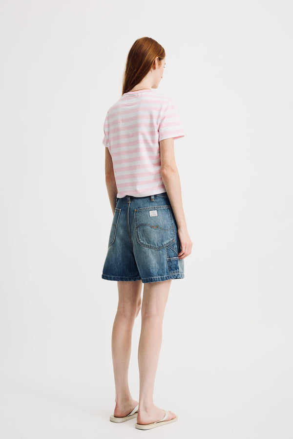 Denimist Striped Baby Tee Light Pink Wide Stripe
