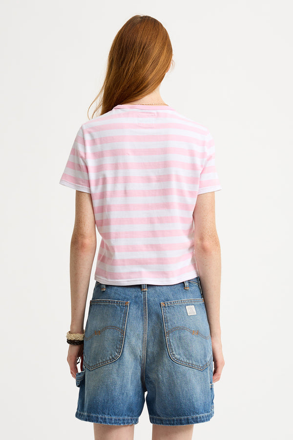 Denimist Striped Baby Tee Light Pink Wide Stripe