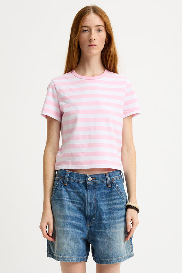 Denimist Striped Baby Tee Light Pink Wide Stripe